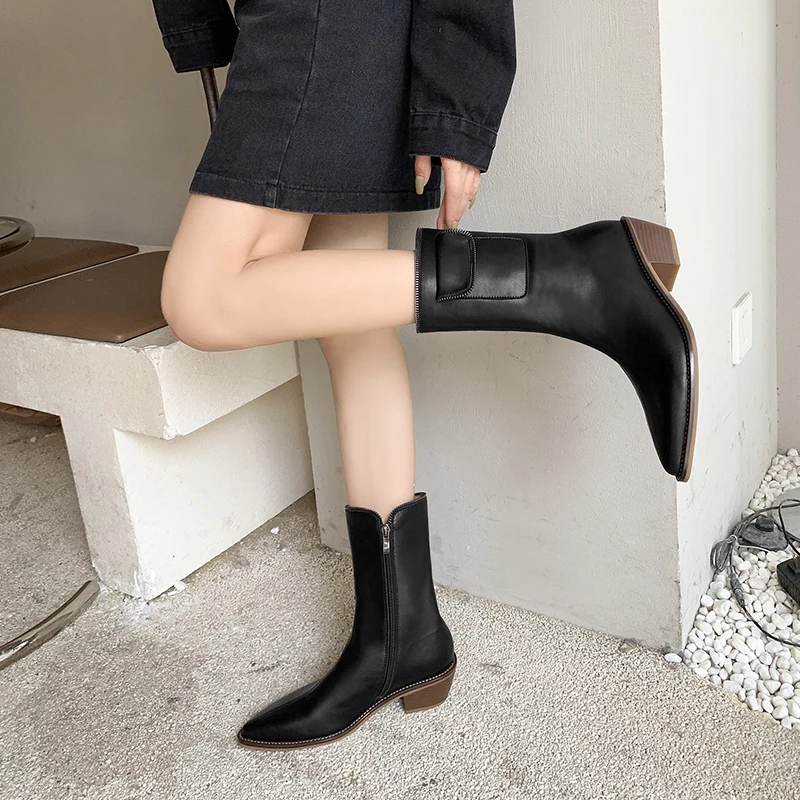 Women Shoes autumn winter Boots ankle fashion comfortable genuine leather For The Latest new Classical