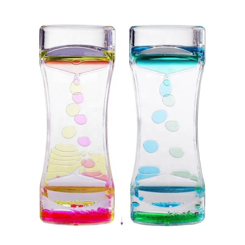 Creative Floating Color Mix Illusion Timer Oil Glass Acrylic Hourglass Clock Home Decor