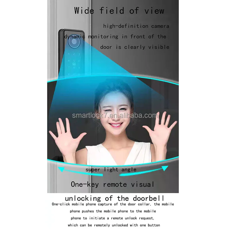 superior life Safety Cat Eyes Camera View Electric Digital Big Gate Tuya Wifi Fingerprint Smart Door Lock with NFC