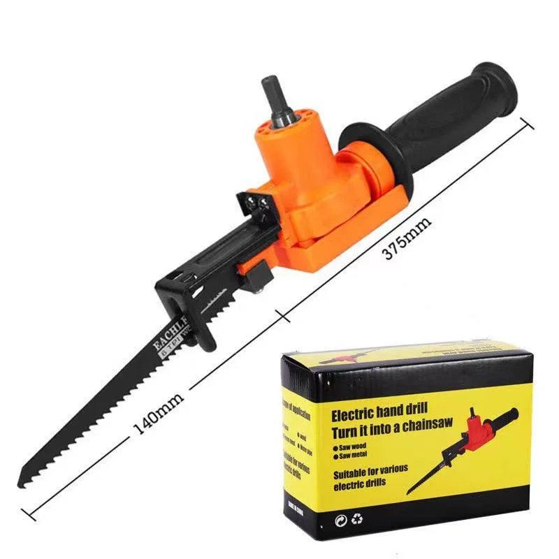 Electric hand drill turn it into a chainsaw