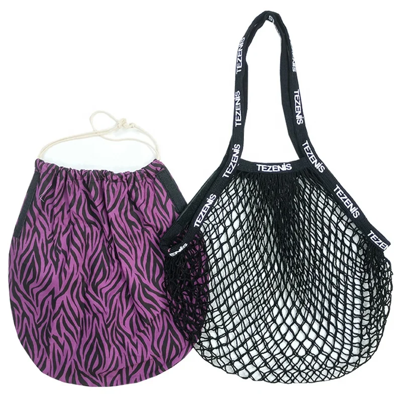 
Environmentally friendly fruit 16cm x 30cm grocery washable shopping bag custom print organic net produce cotton mesh bags 