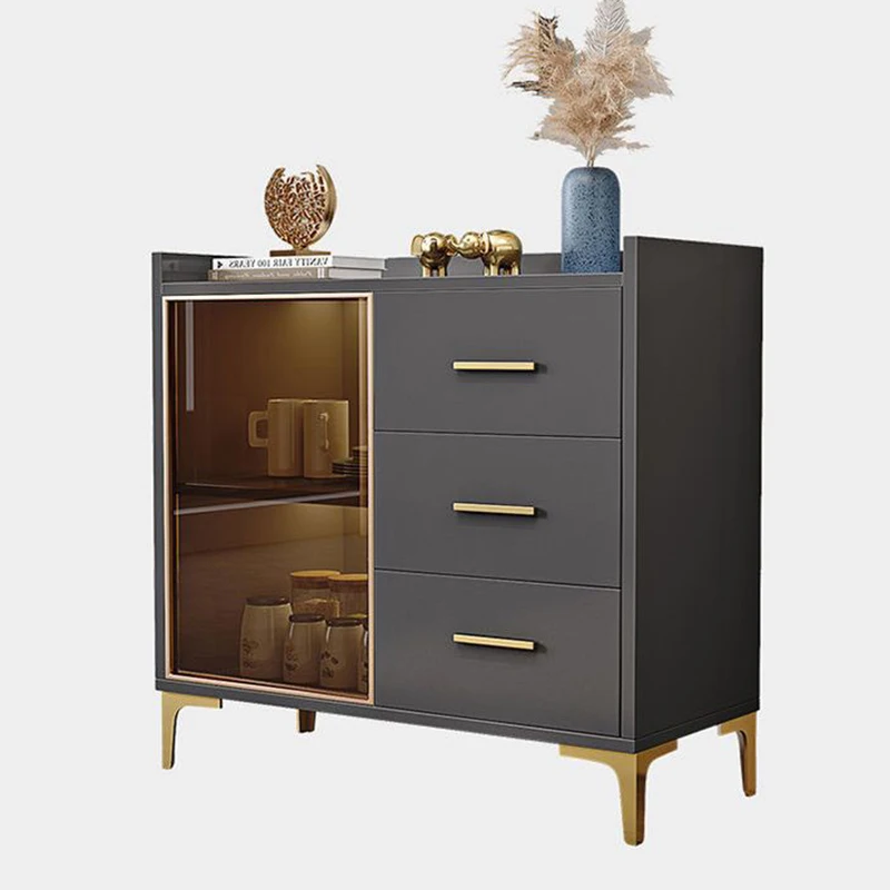 Glass Doors Kitchen Cabinet for Kitchen Sideboard Cabinet with Adjustable Shelves Cabinet with Glass Doors