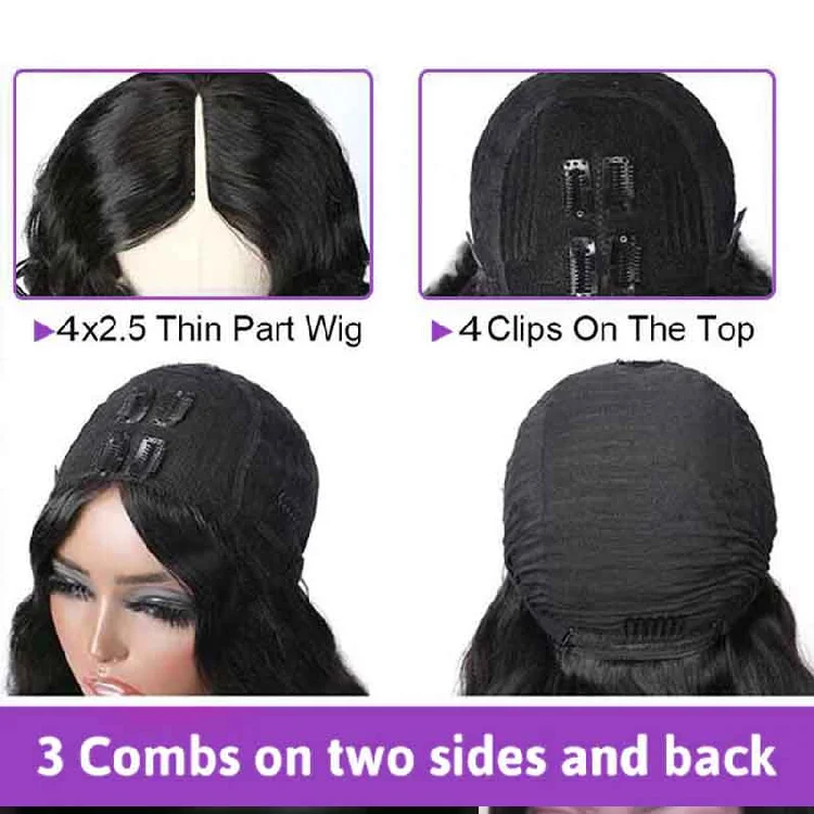 V part wigs human hair weave wig glueless wig for black women no lace real scalp no leave out