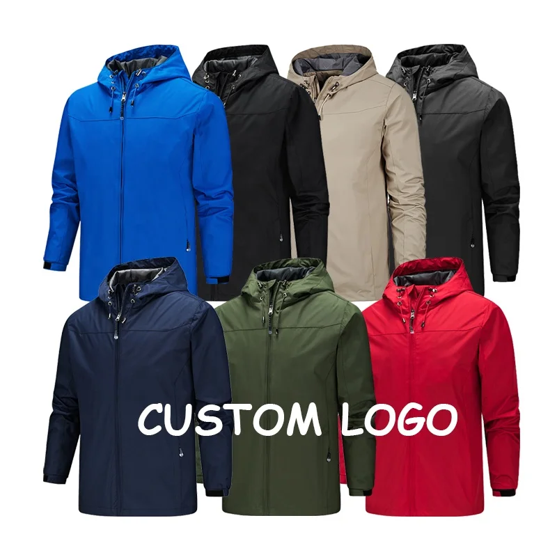 Custom Logo Windbreaker Hoodie Jacket Coat With Zipper Mens Customizable Breathable Hooded Windbreakers