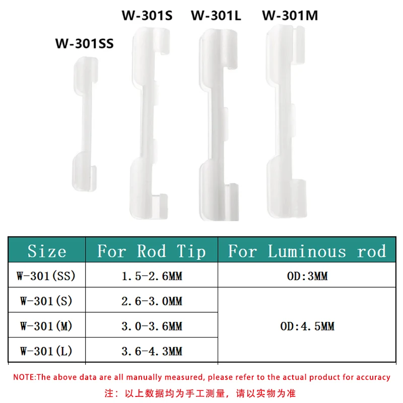 TAKEDO 20PCS W-301Night Fishing Luminous Fishing Rod Tip Light Clip Rod Tip Base Holder For Luminous Stick On Jigging Carp Rods