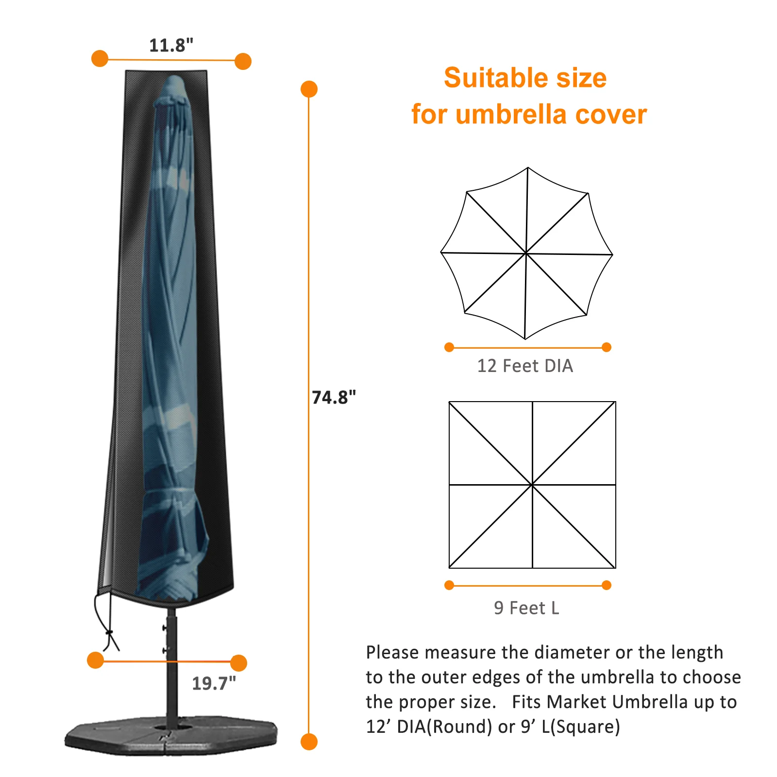  420D Holiday Outdoor Balcony Waterproof And Uv Protection Umbrella Cover Sun