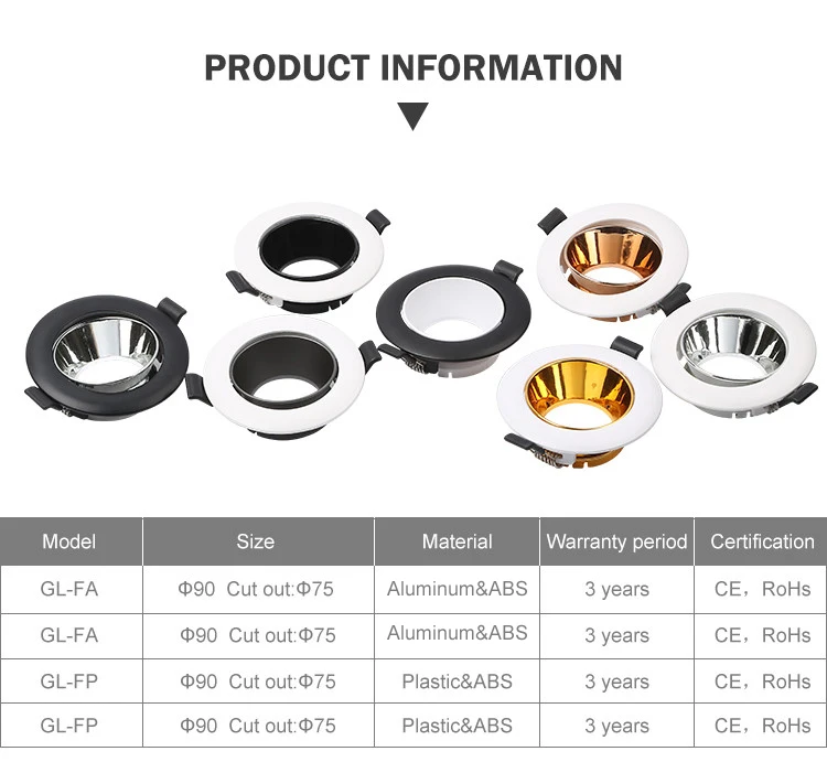 Factory price Hot sales  frame for  MR16&GU10  dimmable adjustable led downlight for housing parts
