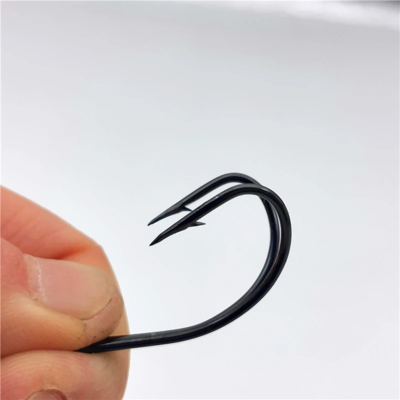 Двойной крючок из высокоуглеродистой стали, рыболовный крючок MUSTAD, крючок с бородкой для рыбалки, Размер 2/0