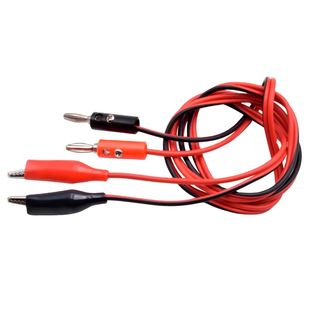 1 Pair 1M Red Black Jumper Wires Power Cord Connector Banana Plug to Crocodile Alligator Clips Clamp 4mm Test Probe Lead Cable