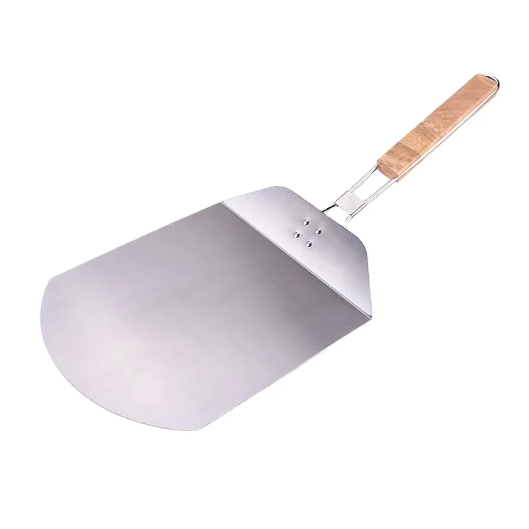 
Amazon Hot Sale Pizza Tools Foldable Aluminum Pizza Peel Shovel With Bamboo Wooden Handle 