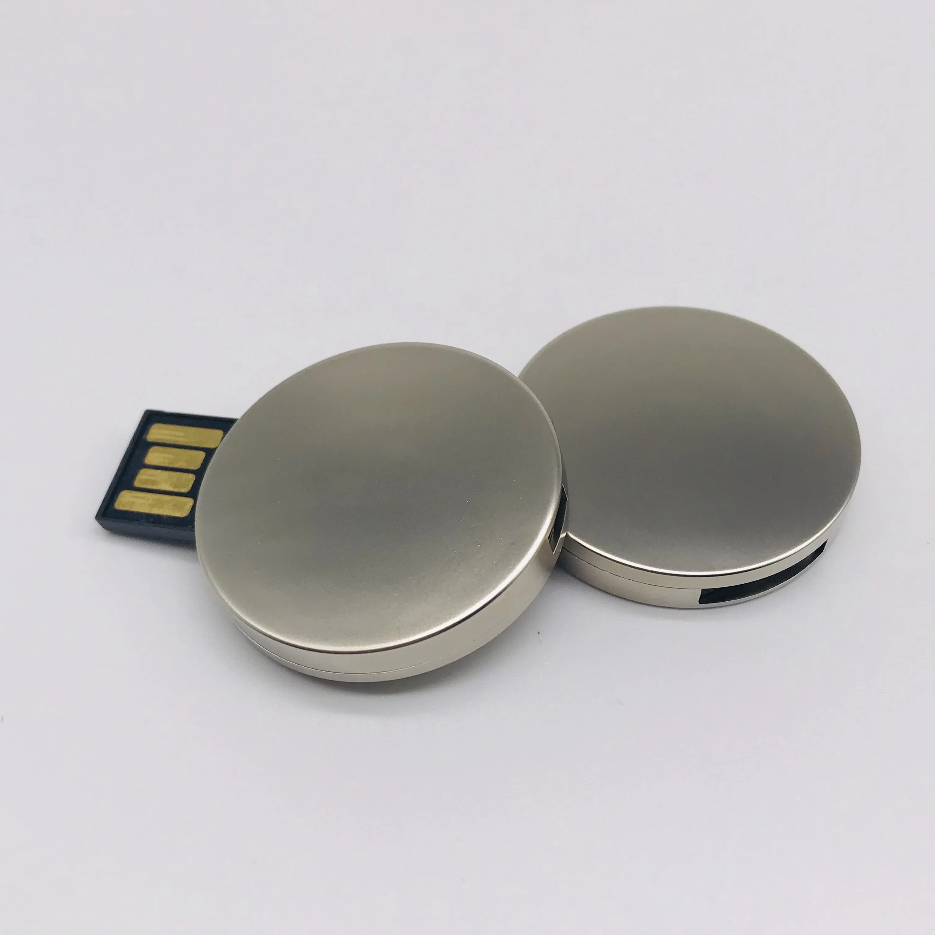 Real Capacity Silver Metal Pendrive Mini Round Shape 4gb Metal Usb Flash Drive