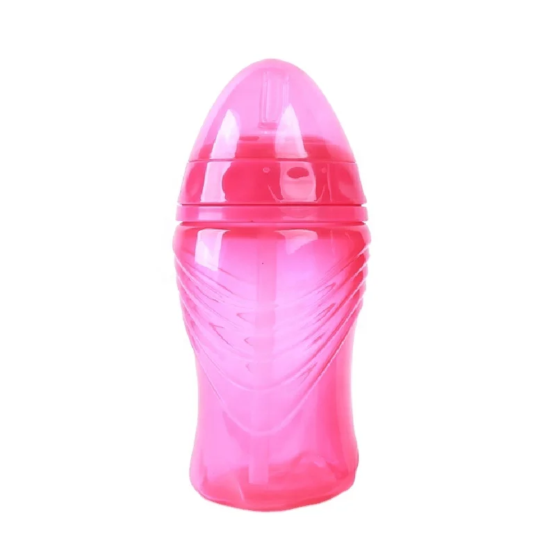 
Ningbo Longwell 280ml Drinking Trainer Cup Bottles Custom Pink Girls Plastic BPA Free Silicone Spout And Sippy Baby Cup Training 