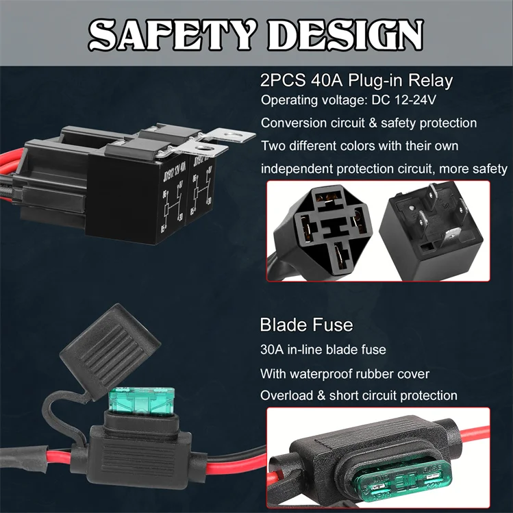 On Off Switch 120W 18AWG Dual Relays Fuse Drl Led Fog Driving Lights Wiring Harness