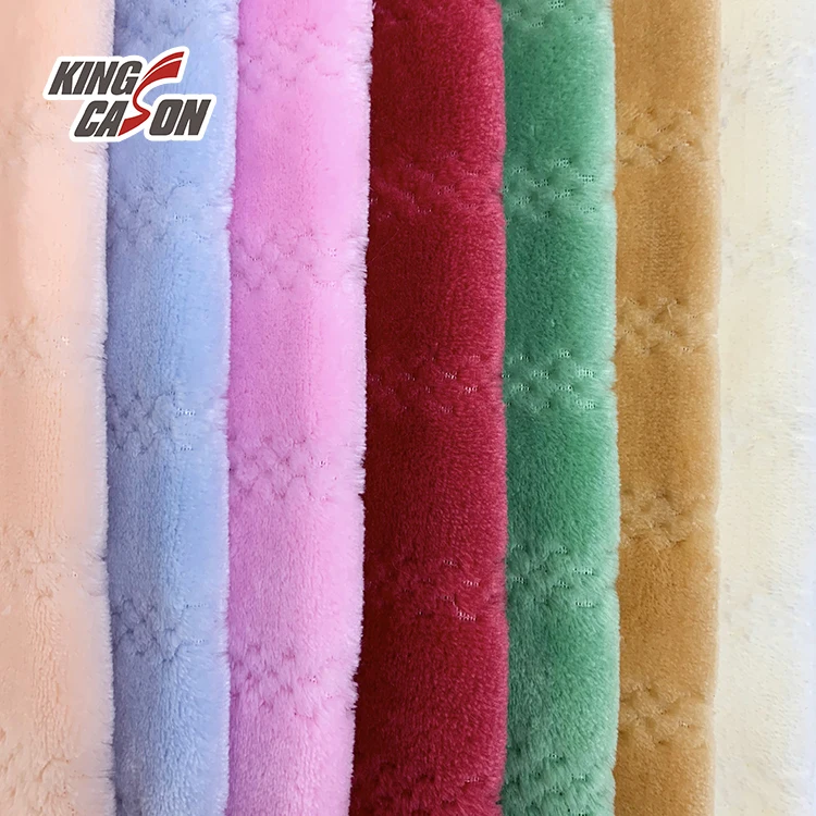 KINGCASON Good Service Good Hand-feeling Plain two-sided Jacquard Flannel Fleece Fabric For Pajamas Sleepwear Nightgown
