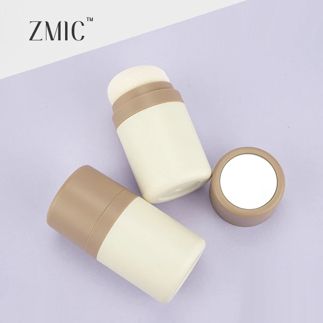 ZMIC wholesale cosmetic plastic blush powder puff case sponge bottle empty loose powder container with brush