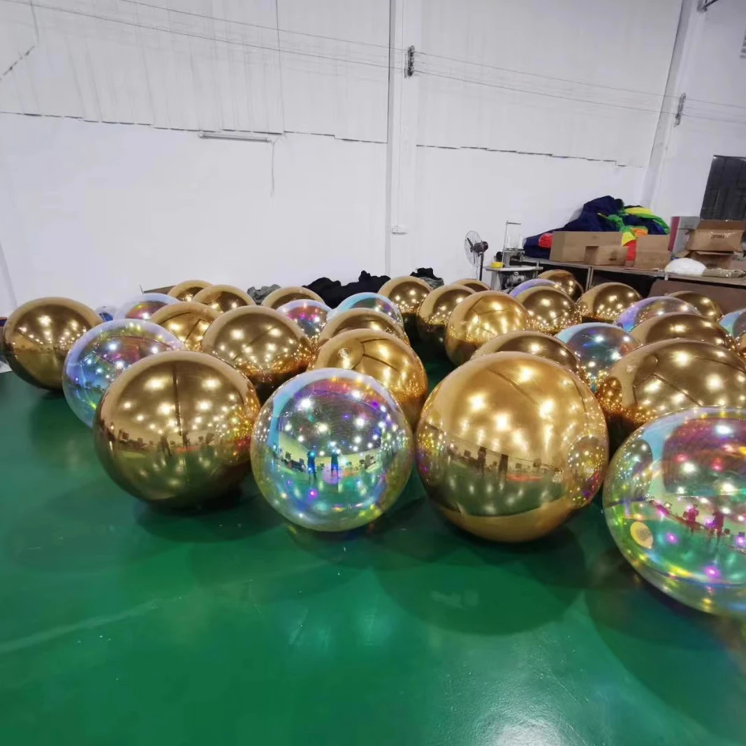 Wholesale outdoor 40cm 50cm 1m 1.5m 2m hanging iridescent rainbow pink red gold Silver black big mirror ball disco balls