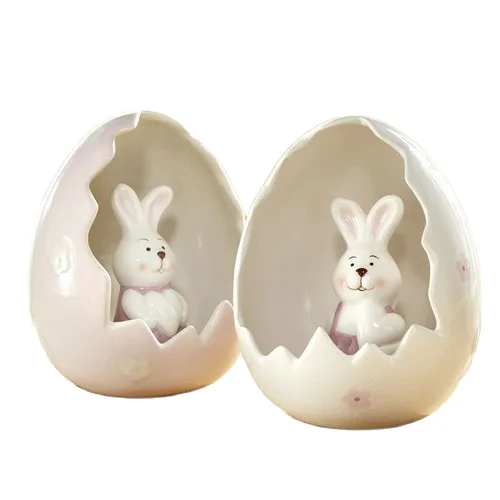 wholesale easter bunny ceramic Easter rabbit eggs Easter decoration ceramic egg creative ceramic rabbit