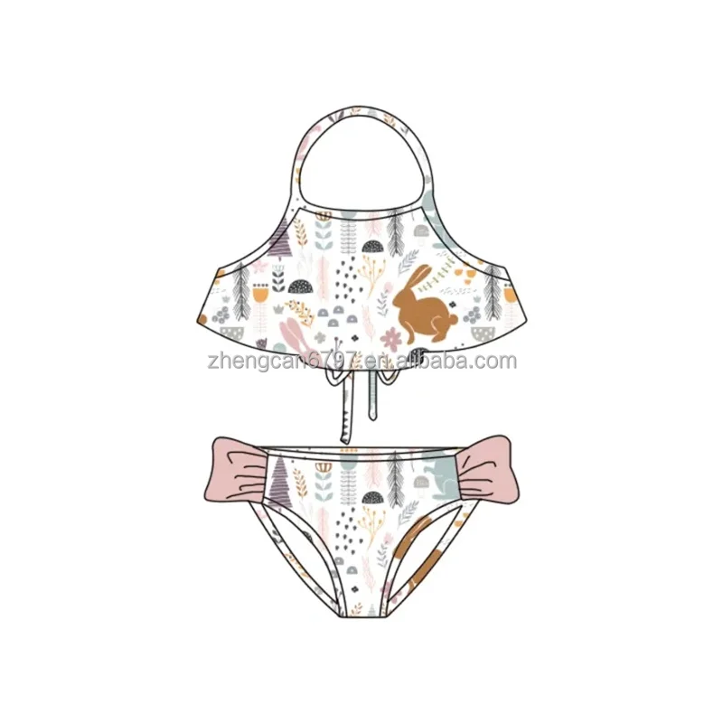 Fashion Infant Toddler Bathing Suit Cheese Skateboard Printed Single Shoulder Kids Bikinis One Piece Swimwear For Teenage Girl