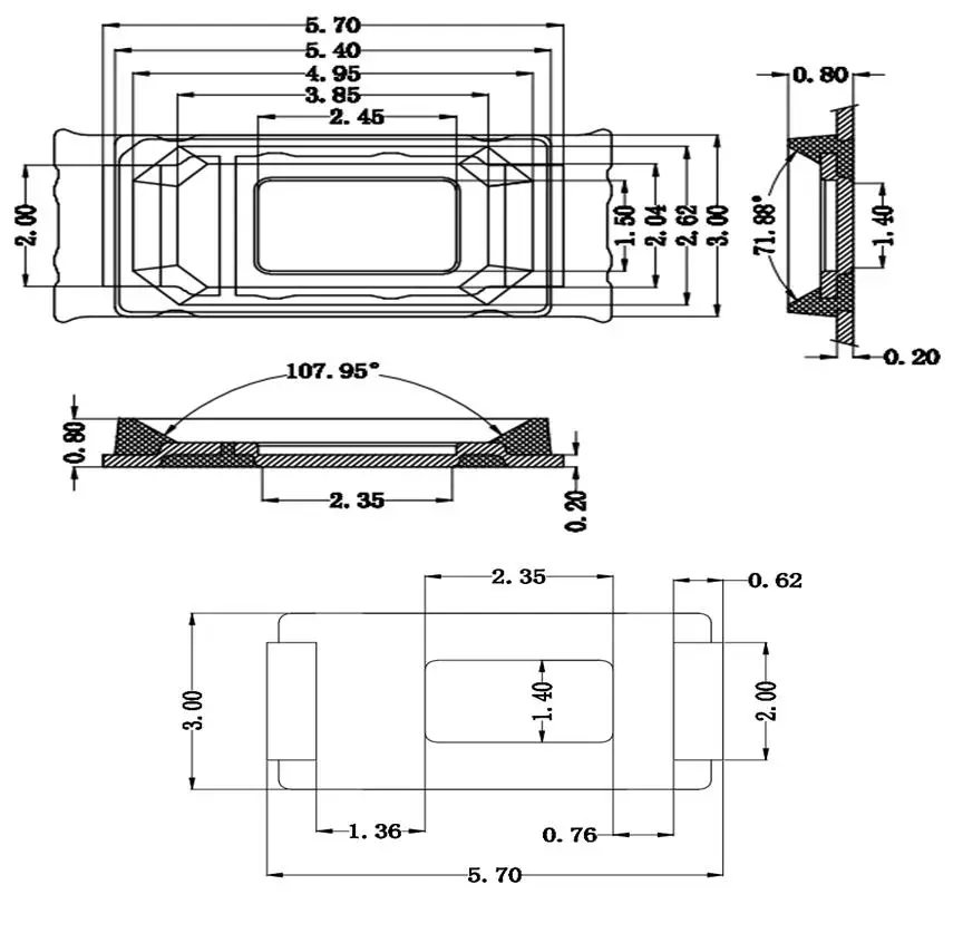 Factory Custom Red Green Blue 620nm 520nm 460nm Light 0.2W 0.5W 1W 60MA 150MA 300MA Smd Led 5730