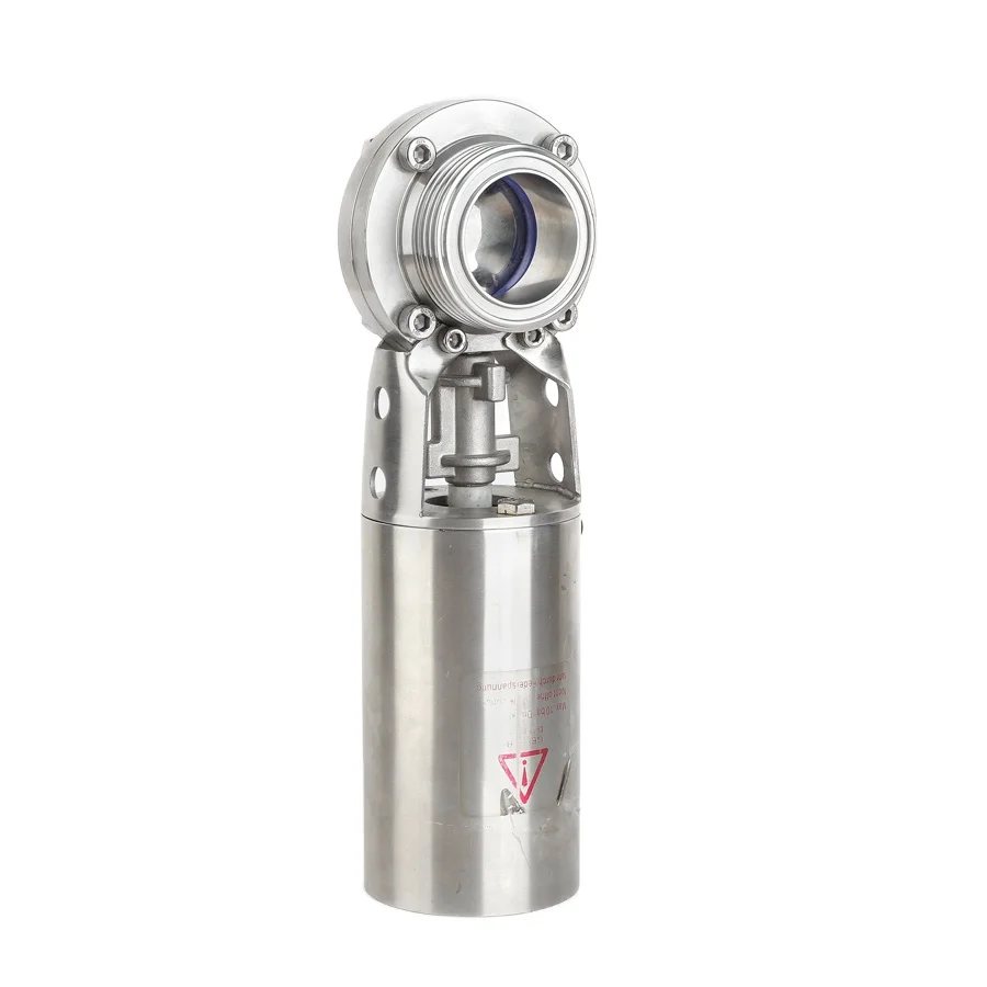 Pneumatic sanitary butterfly valves BW Tri-clamp or threaded with stainless steel actuator