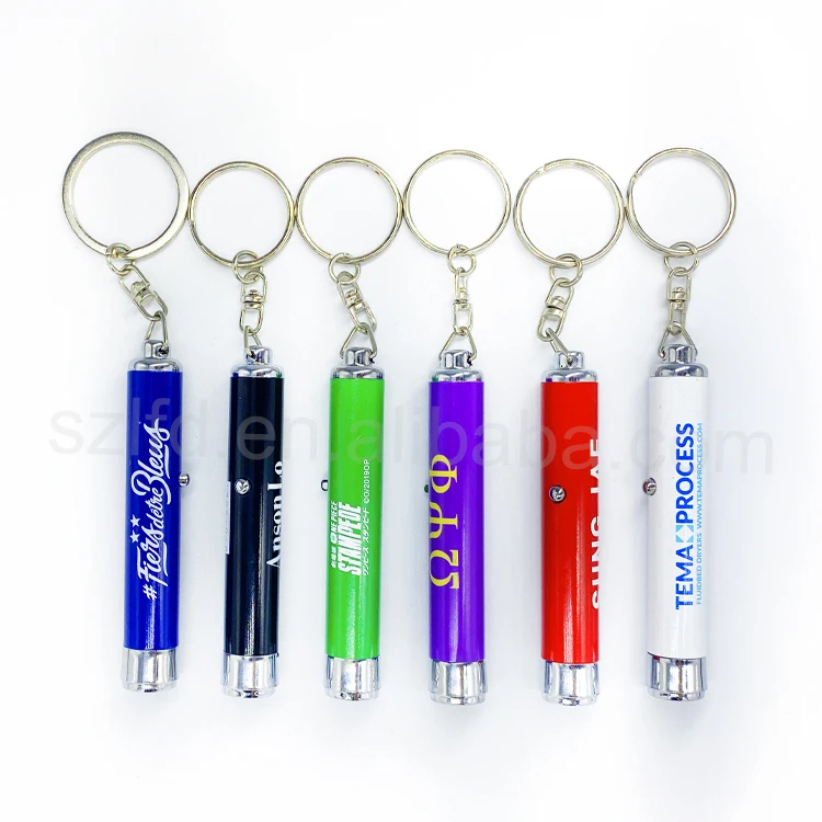 Christmas blind bag Factory Supply  Aluminum Led Keychain  Laser Logo Projector Flashlight