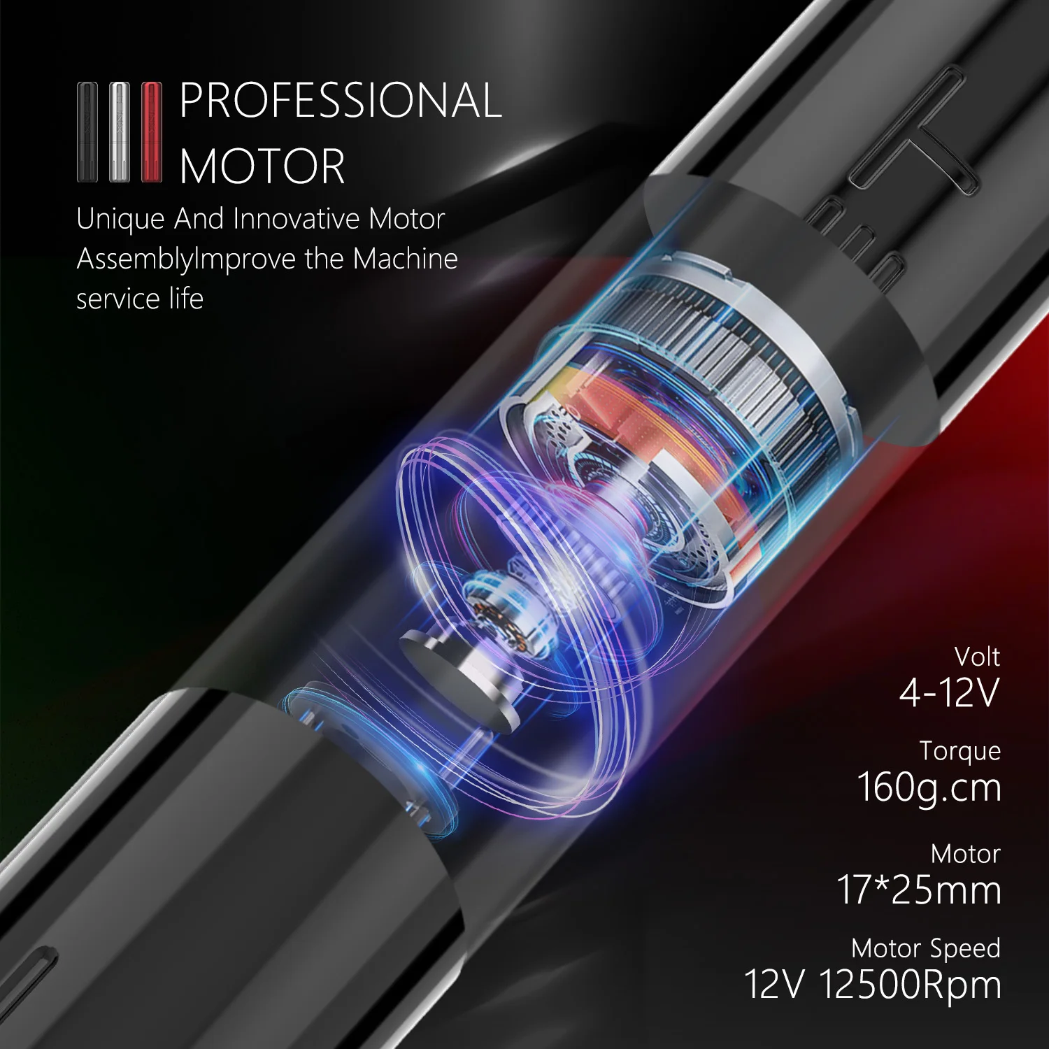 XNET 3.5mm Stroke Portable Lip Eyeline Permanent Makeup Eyebrow P M U Pen Rotary Tattoo Machine Kit with RCA Tattoo Battery