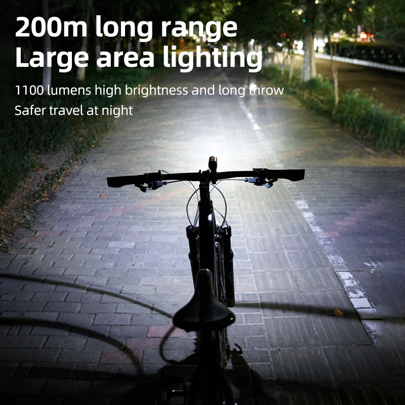 Aluminum Alloy Rechargeable Headlights 1100 Lumens Super Bright Bike Headlights 2000/4000 Mah Large Capacity Mtb Headlights