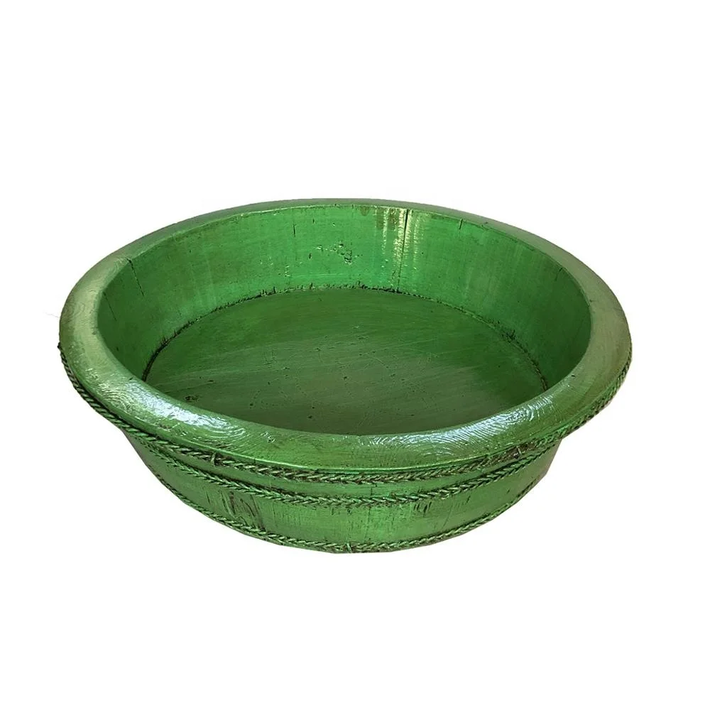 Chinese antique reproduction vintage style wooden hand painted decorative wash basin