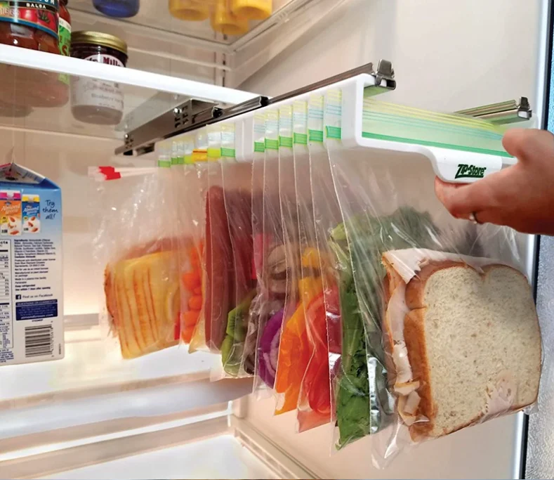 Organizer for Fridge Freezer Refrigerator Zipper bag Holder Rack Hanger