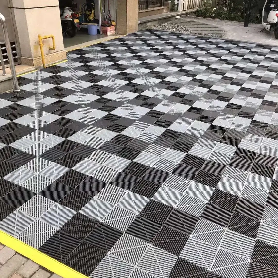Outdoor Interlocking plastic floor mats for car pp material factory sales garge titles