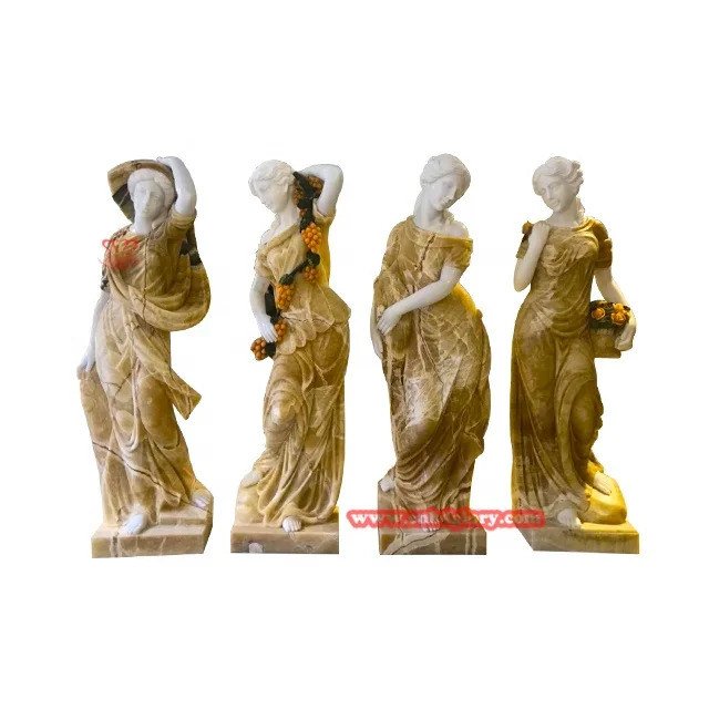 Outdoor Hotel Villa Garden Street Landscape decoration Design stone art Sculpture White Marble Four Seasons Goddess Statue