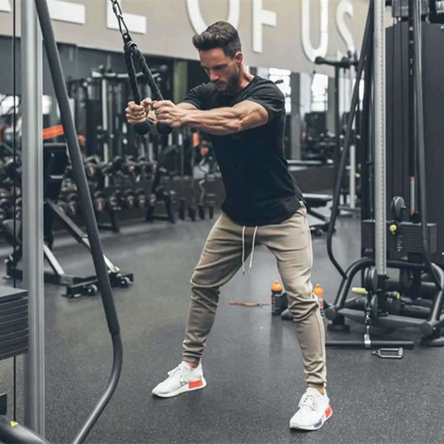 Short Sleeve Workout Men Gym Muscle Fit T Shirts Cotton Performance Athletic Tee Running Fitness Sports T Shirt Dry Fit