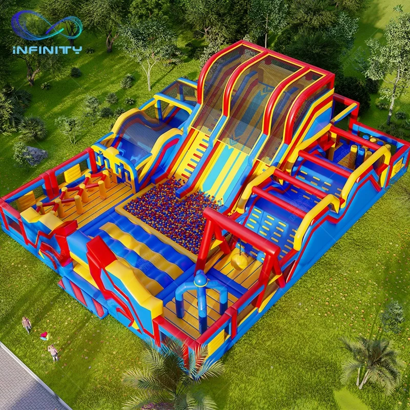 300sqm Pop Obstacle Course Inflatable Jumping Bouncer Outdoor Playground Inflatable Theme Park For Sale
