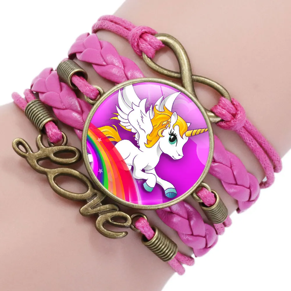 Cartoon Unicorn Braided Kids Bracelet for Girls Friendship Bracelets Jewelry Multi-layer Charm Bracelet Fashion Jewelry