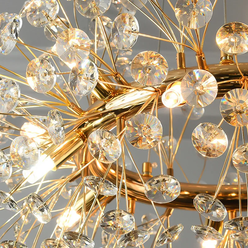 2024 New Dandelion Style Modern Luxury G9 Crystal Chandelier Lamps Restaurant Hanging Pendant Light Living Room Dining Lights