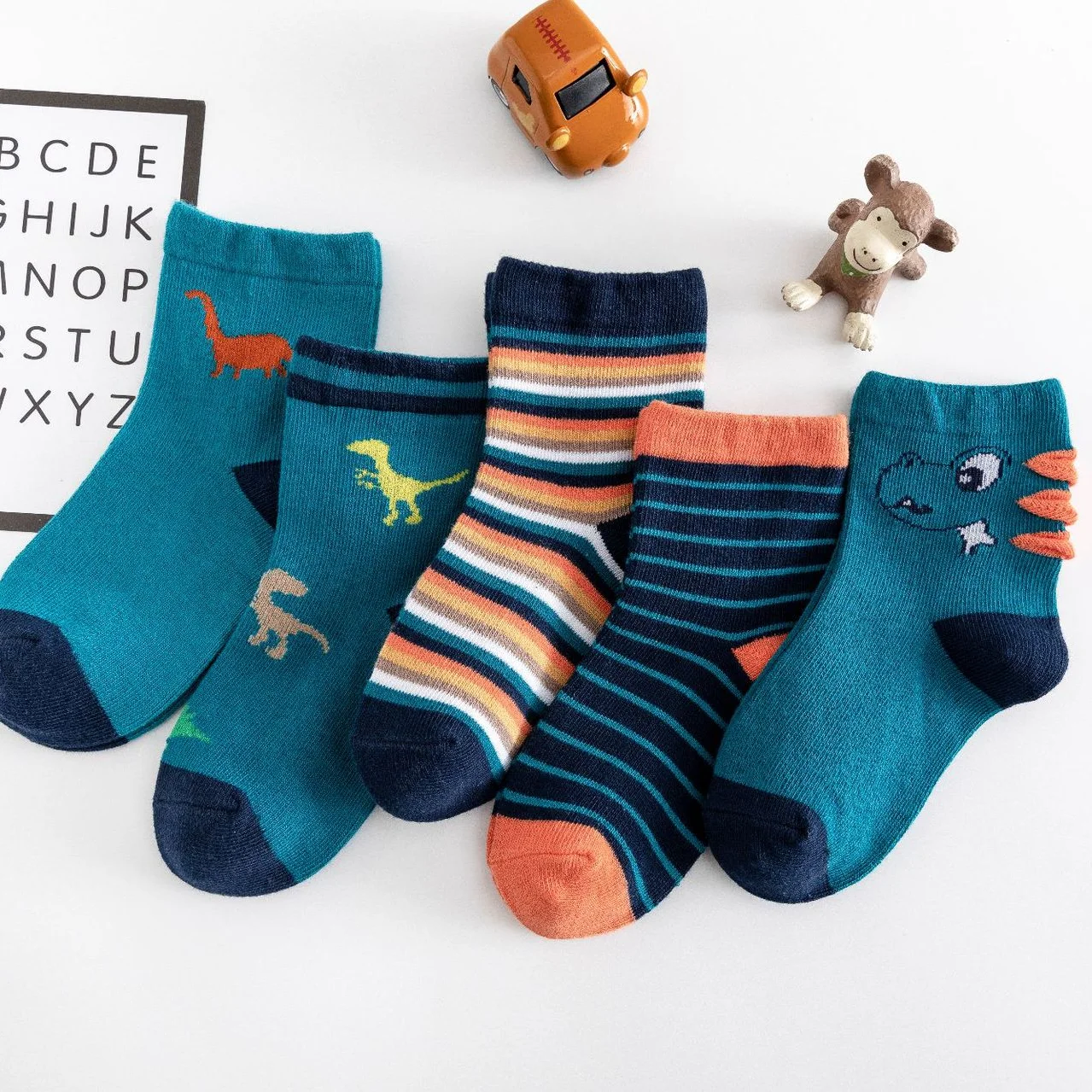 Wholesale Kid New Cartoon Dinosaurs Simple Colored Infant Crew Kids Floor Cotton Sport Winter Baby Tube Socks