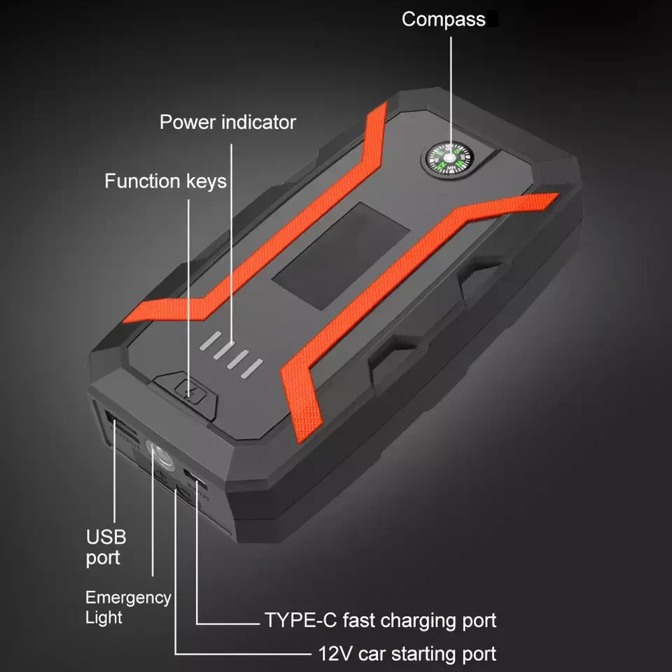 12v 22000mAh 32000mAh High Power Car Jump Starter Power Bank / Multi-Function Portable Lithium Battery Car Jump Starter