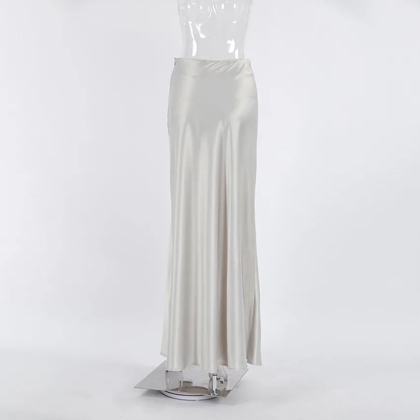 High Quality Custom Silky Skirt Long A Line Casual Drape Soft Skirts For Women Outfit Satin Womens Skirts