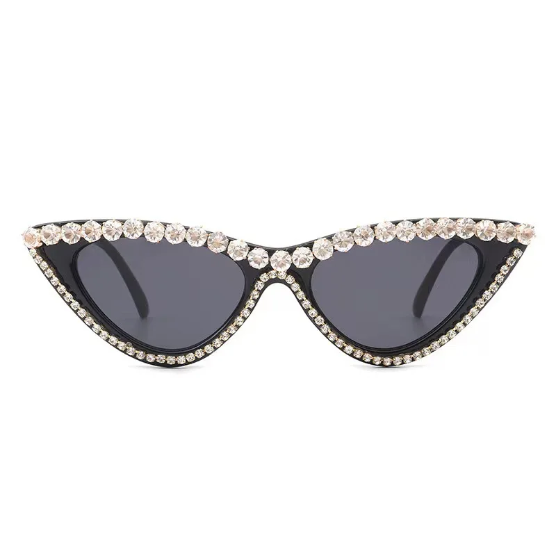Newest Bling Bling Diamond Cat Eye Sun Glasses For Women Shades Retro Hip-Hop Sunglasses 2024 Lentes De Sol