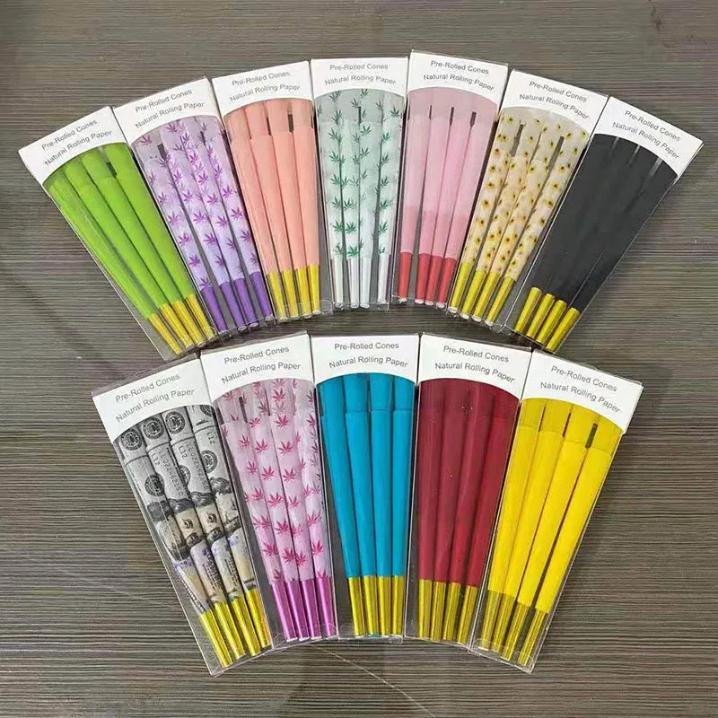 
Free Shipping Nature and unbleached 13g 109mm king size hemp paper pre rolled cones for smoking 