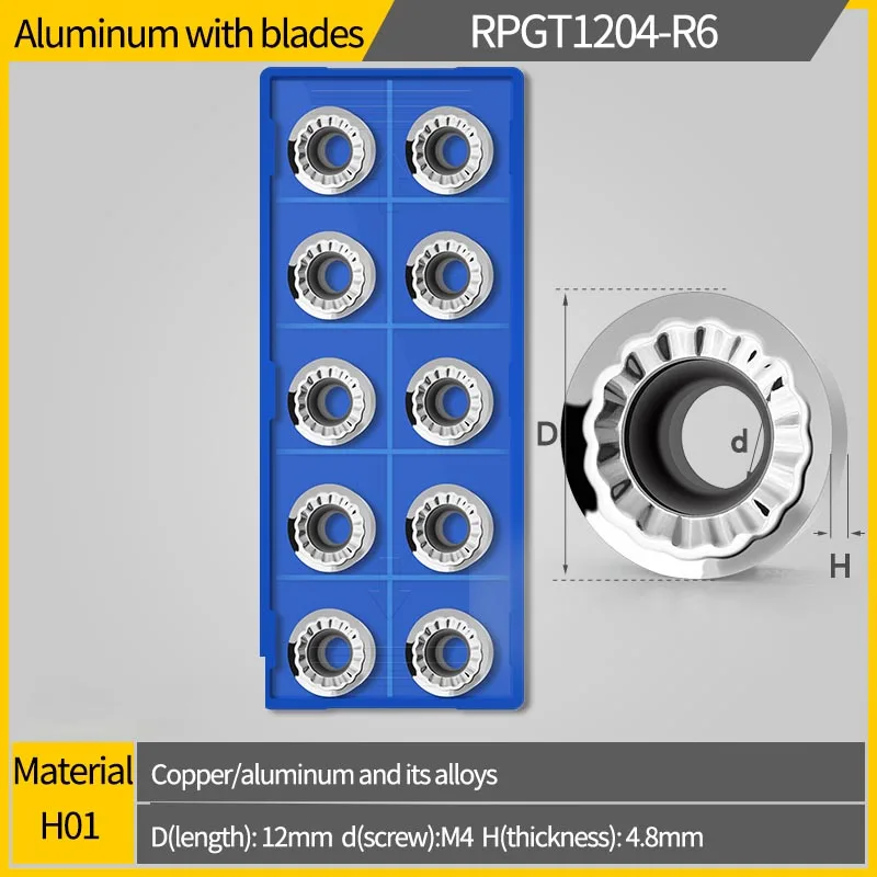 Aluminum Insert RPGT08T2 RPGT1003 RPGT10T3 H01 Carbide End Milling Tool CNC Milling Insert turning tool