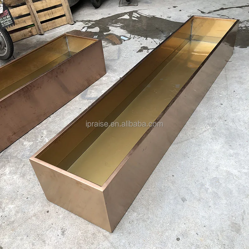 Large Modern Outdoor Rectangular Square Stainless Steel Planter