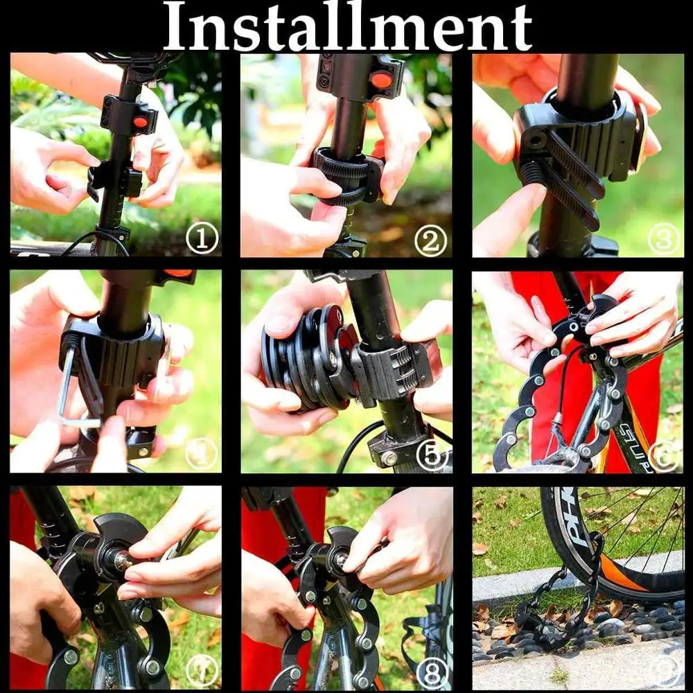 zhenzhi Safety anti-theft bike folding lock, hamburger-shaped steel lock padlock suitable for electric motorcycle mountain bike