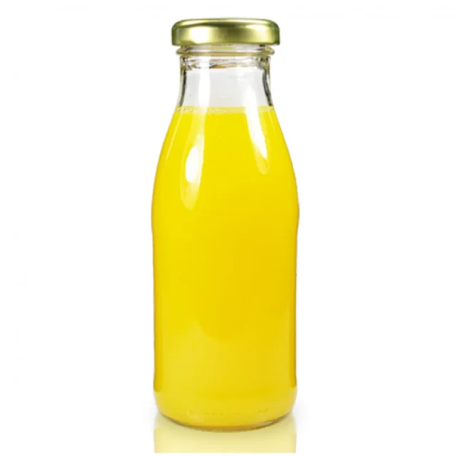 Eco Friendly 250ml 300ml 10oz Glass Cute Clear Juice Milk Bottle With Tin Lids