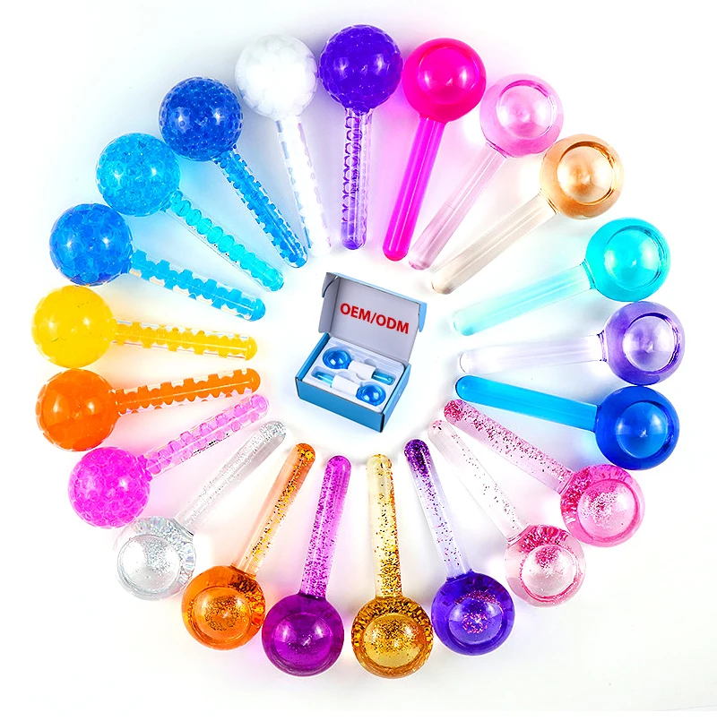 Custom Facial Ice Globes Roller with Glitter, Cryo Ice Globes Stick Face Eye Cooling Massage Tool Beauty Skincare Facial Roller