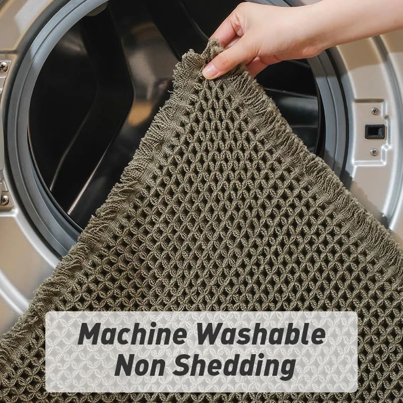 Custom Color Home Hotel Microfiber Absorbent Door Bathroom Mat Non Slip Machine Washable Waffle Bath Mats with Tassels
