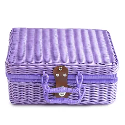 Woven Storage Basket Plastic Rattan Organize Box Home Organization Bins With Lids Gift Boxes for Guests