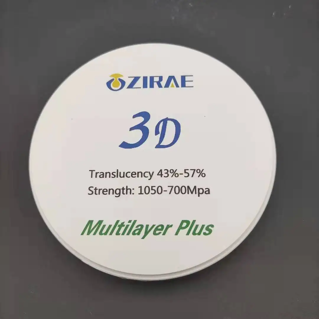 43%-57% 6 layers 3D  multilayer  zirconia dental  block /zirconia blank disk for CAD CAM Open system