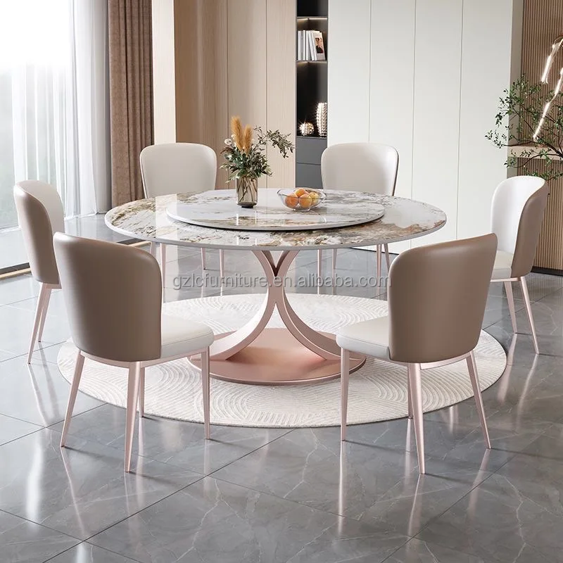 Hot Sales Modern Round Dining Table Set Sintered stone Table  Metal Legs Home Furniture for Kitchen and Dining Room Manufacturer