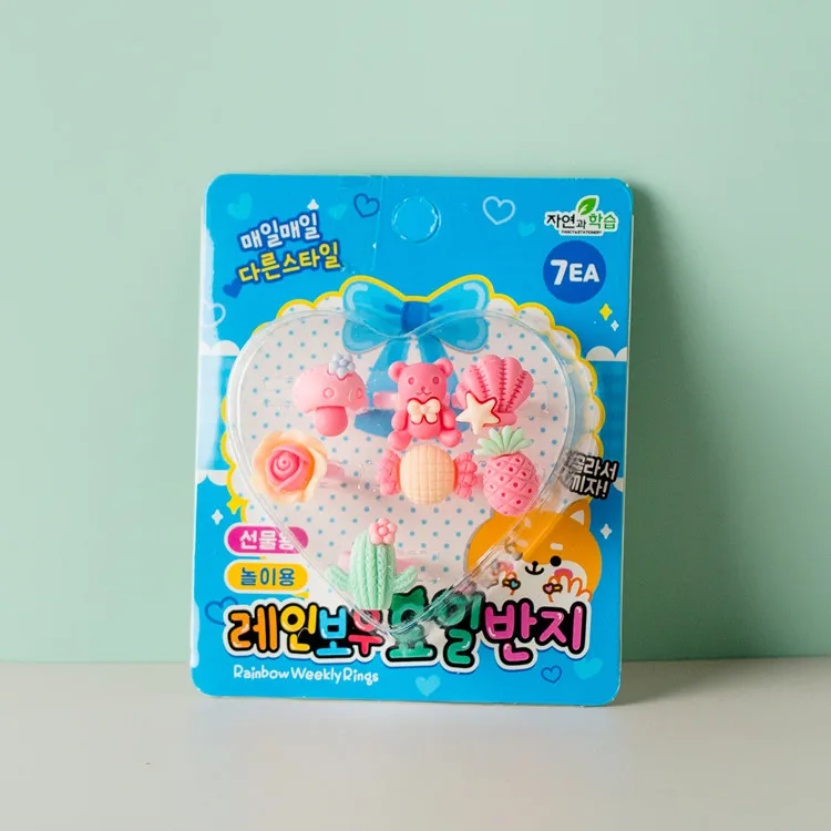 
Wholesale unique design high quality children favorite cute pattern plastic girls kids rings 